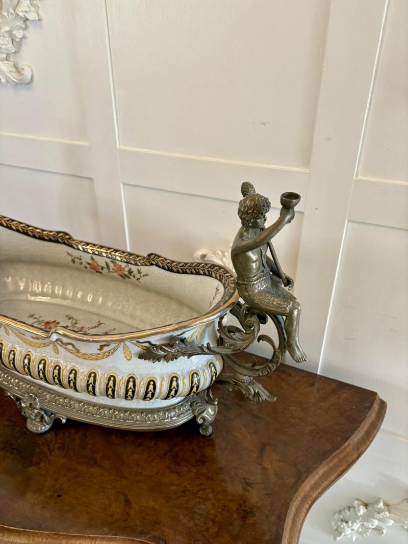Large Antique Quality Porcelain and Brass Mounted Centrepiece - Image 3